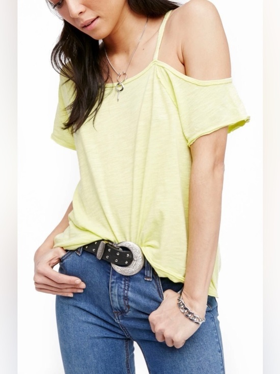 Free People Tops - Free People Distressed Yellow One-Shoulder Tank Top XS